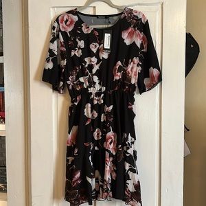 Boohoo Crepe Floral Tiered Smock dress